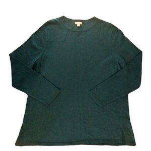 J Jill Teal Knit Crewneck Sweater Size L